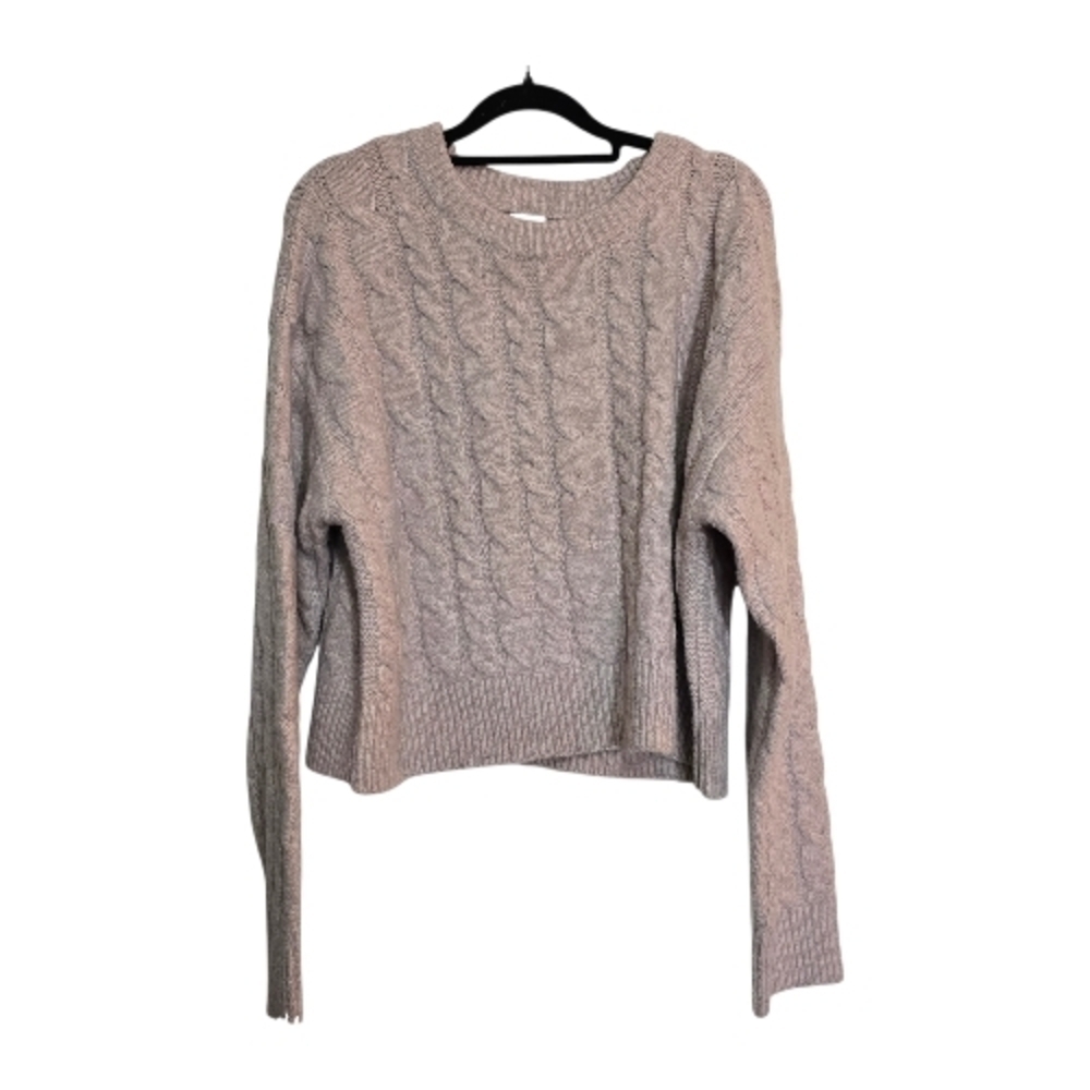 A New Day Cable Knit Sweater in Light Gray - Size Large
